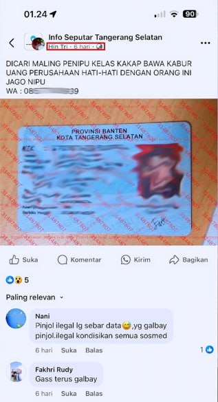 sebar data pinjol grup fb