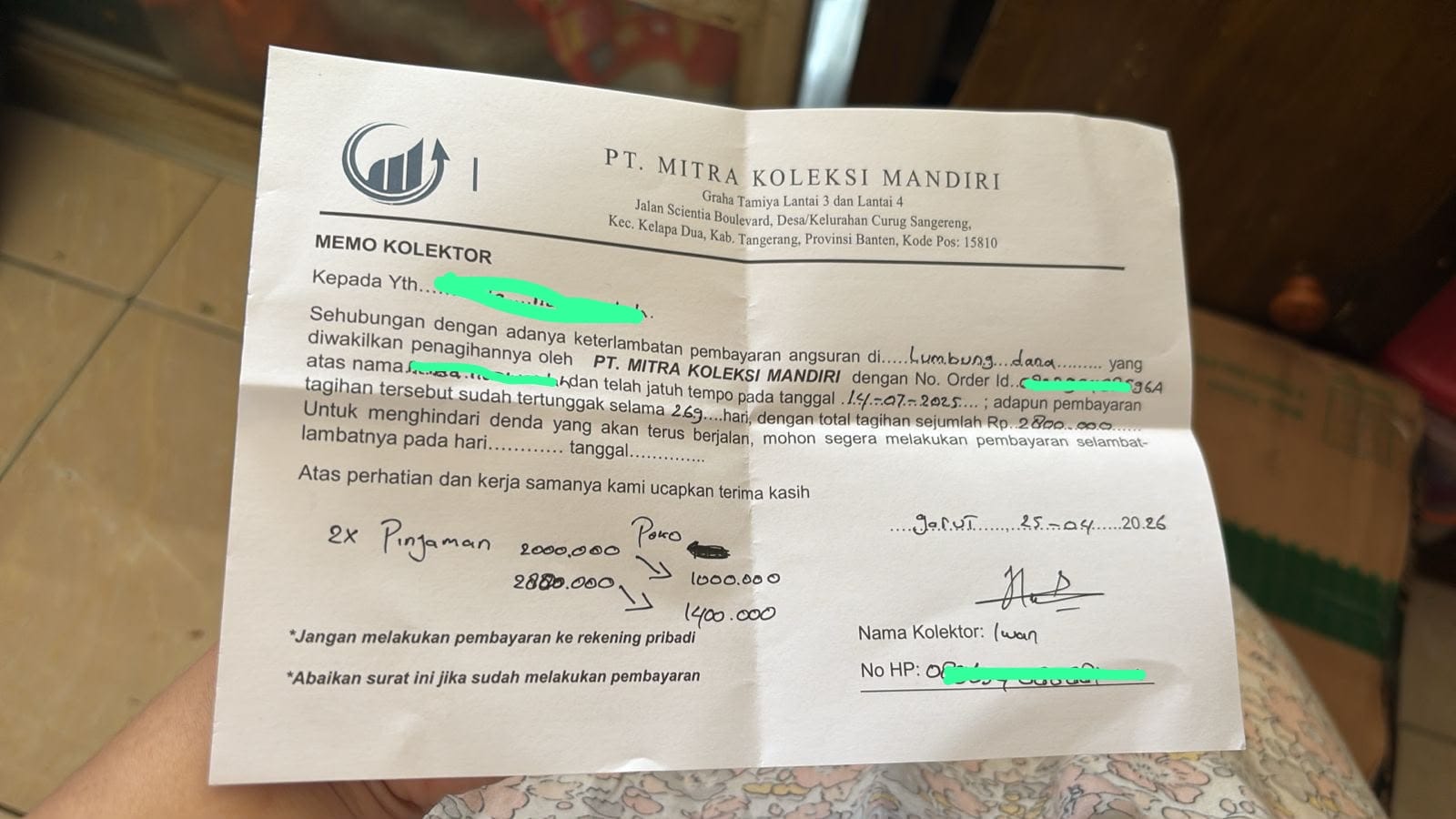 DC Pinjol Datang ke Rumah Setelah Galbay 1 Tahun